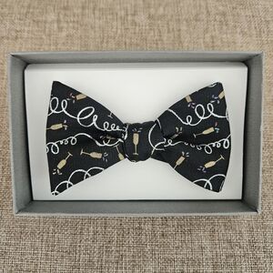 Jos A. Bank Black Pre-Tied Bow Tie with Champagne & Confetti NWT
